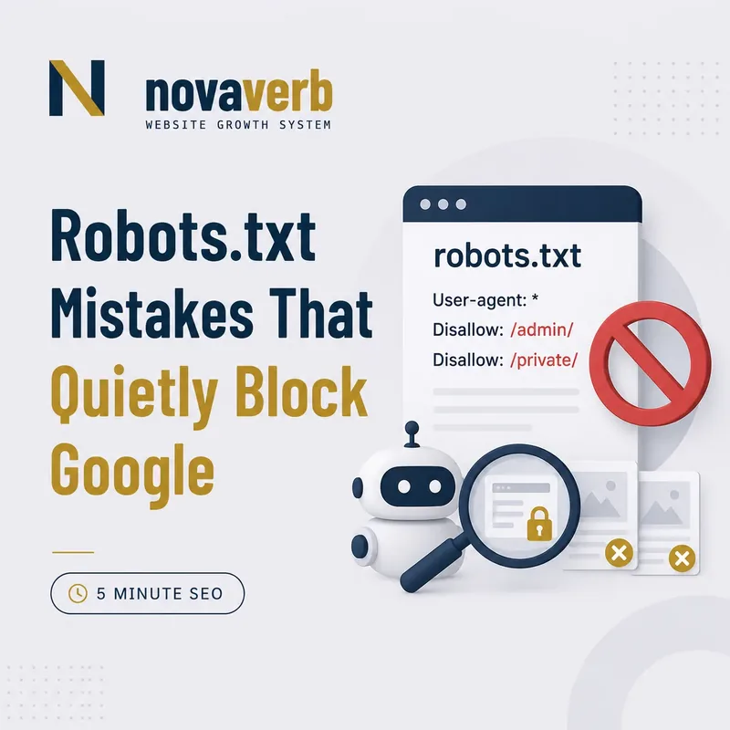 Robots.txt mistakes that quietly block Google – 5 Minute SEO by Novaverb