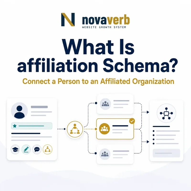 Diagram showing affiliation Schema connecting a person to one or more associated organizations