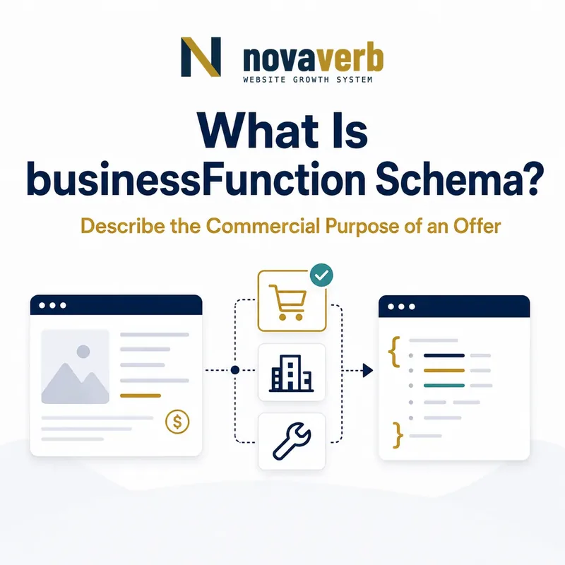 Diagram showing businessFunction Schema selecting the commercial purpose of an offer