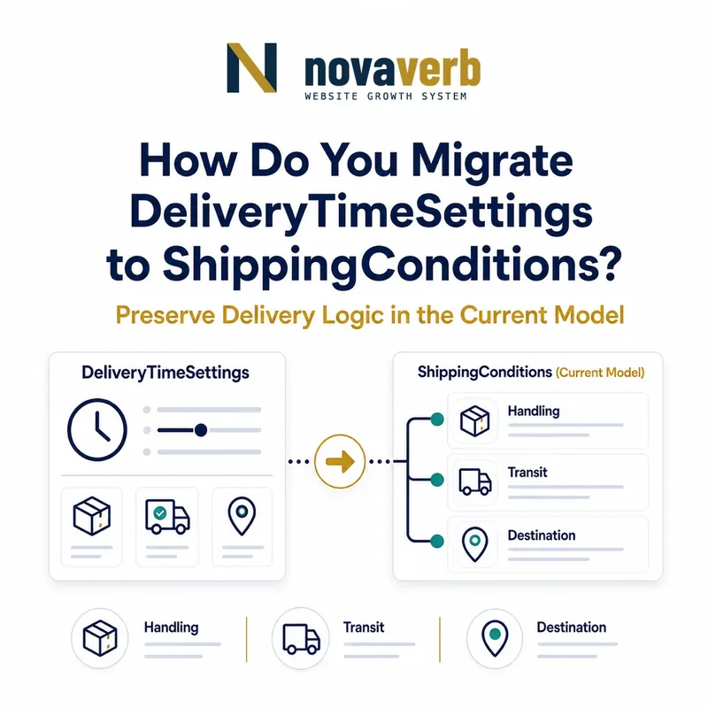 Diagram showing migration from DeliveryTimeSettings to ShippingConditions while preserving delivery logic
