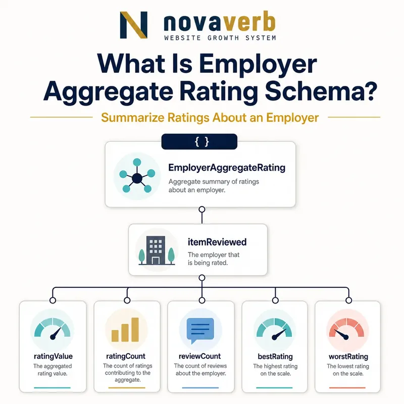 Diagram showing EmployerAggregateRating connected to an employer and its rating scale and count properties