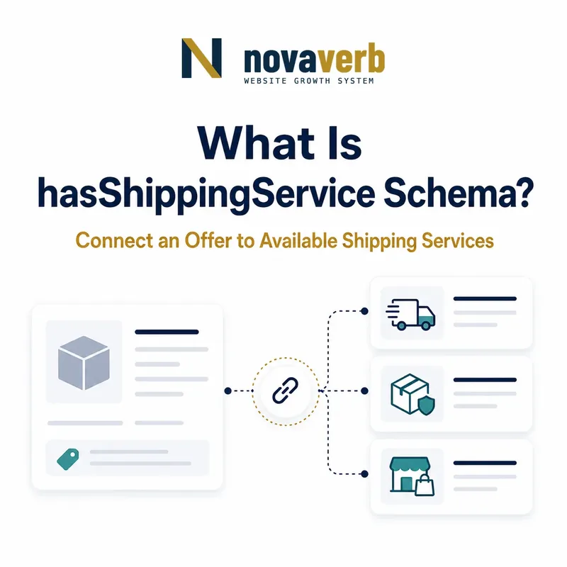 Diagram showing hasShippingService Schema connecting an offer to its available shipping services
