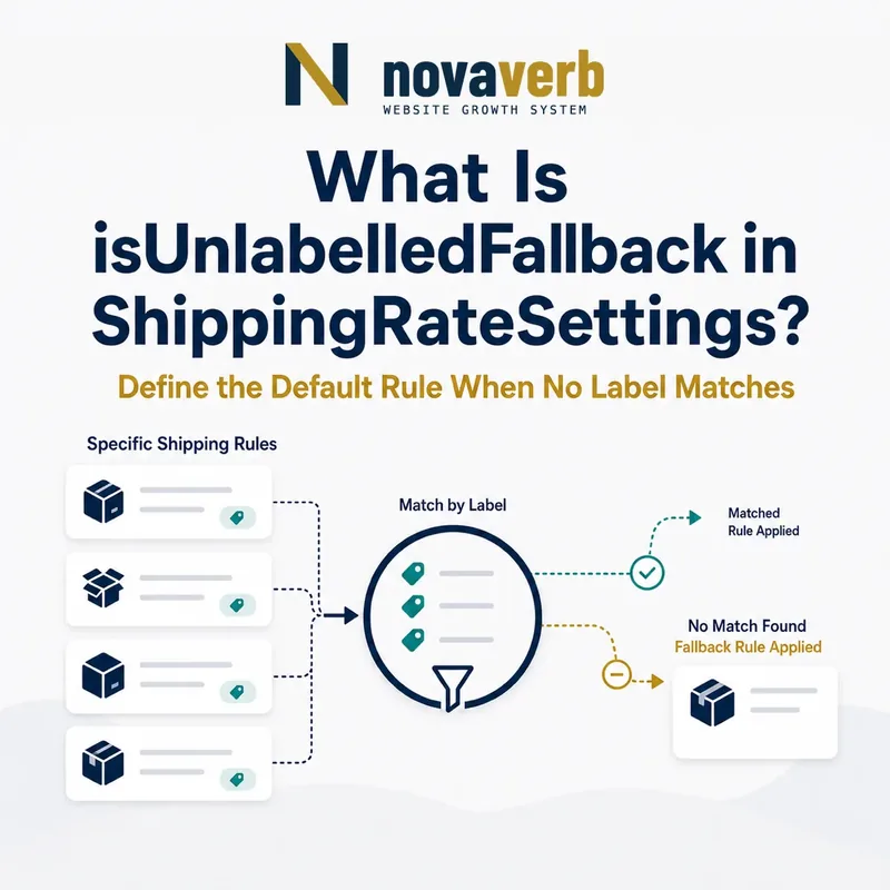 Diagram showing isUnlabelledFallback applying a default shipping rule when no specific label matches