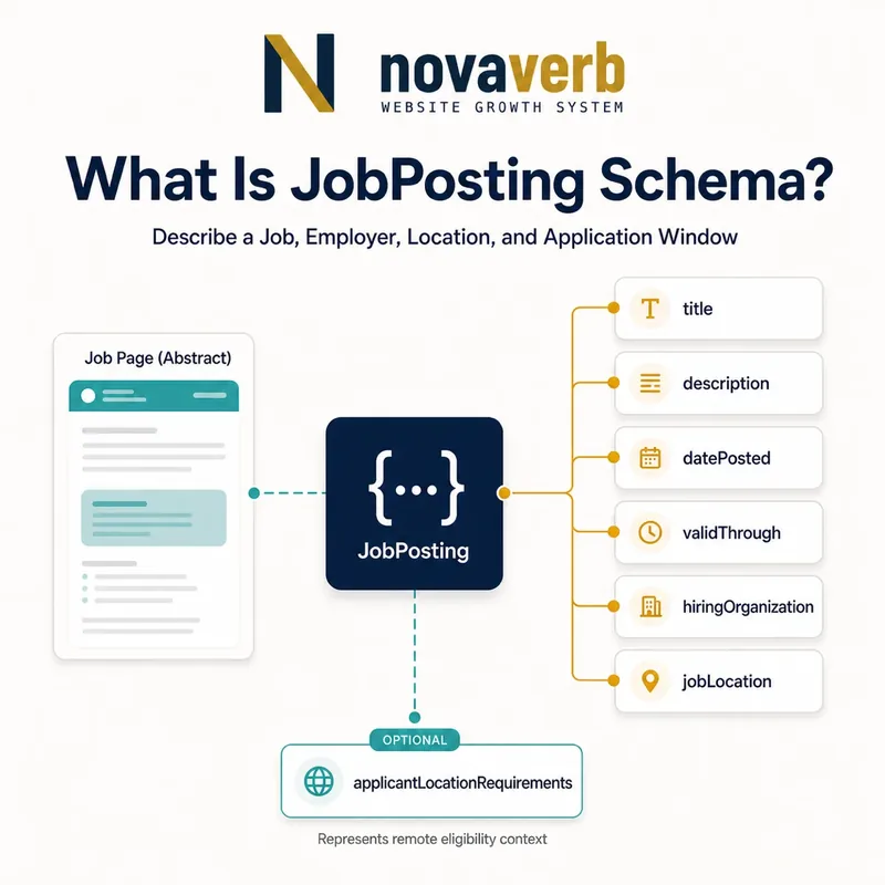 Diagram showing a JobPosting connected to job, employer, location and application-window properties