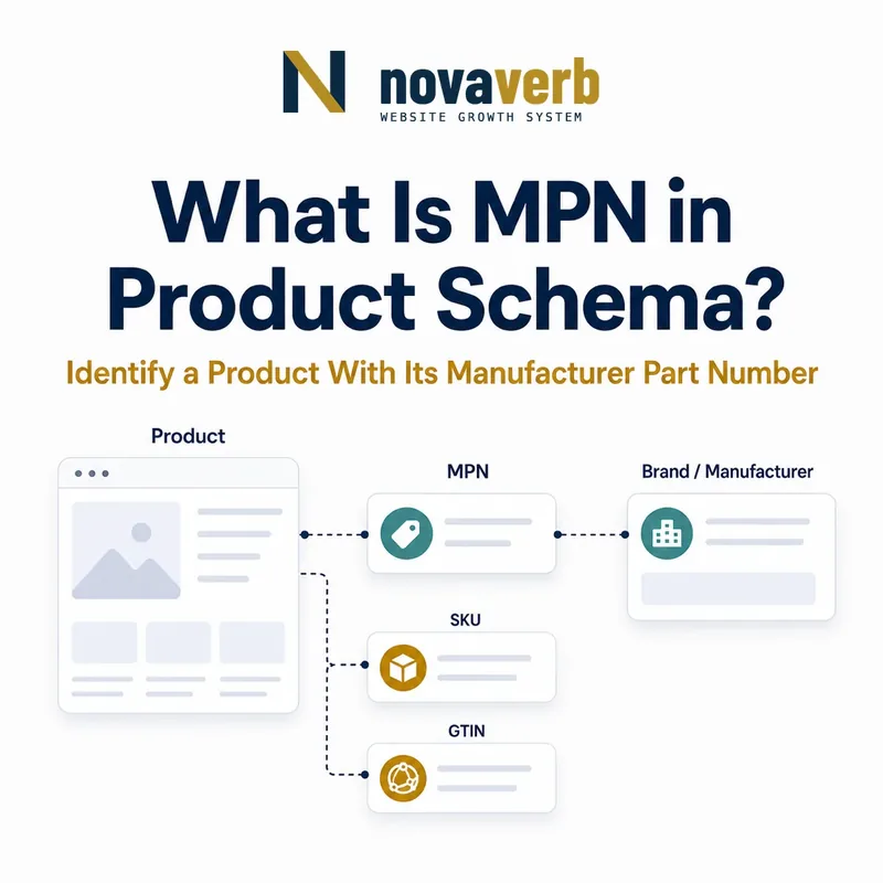 Diagram showing a Product connected to an MPN with brand context and distinct SKU and GTIN identifiers