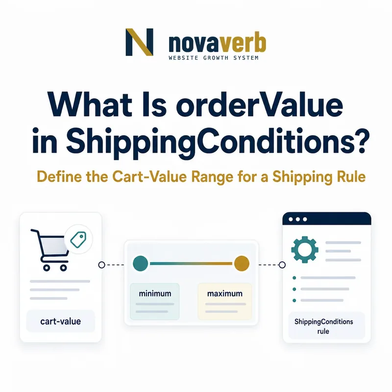 Diagram showing a cart-value range connected to a ShippingConditions rule