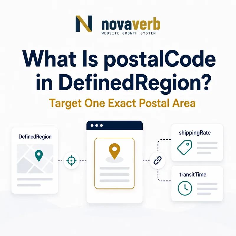 Diagram showing postalCode targeting one exact postal area within a DefinedRegion