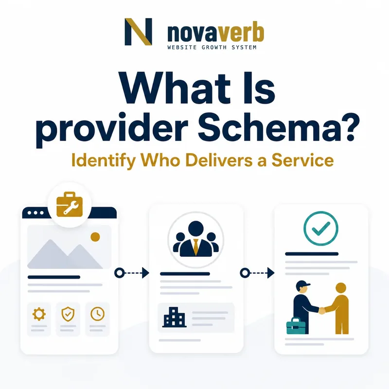 Diagram showing provider Schema connecting a service to the person or organization that delivers it