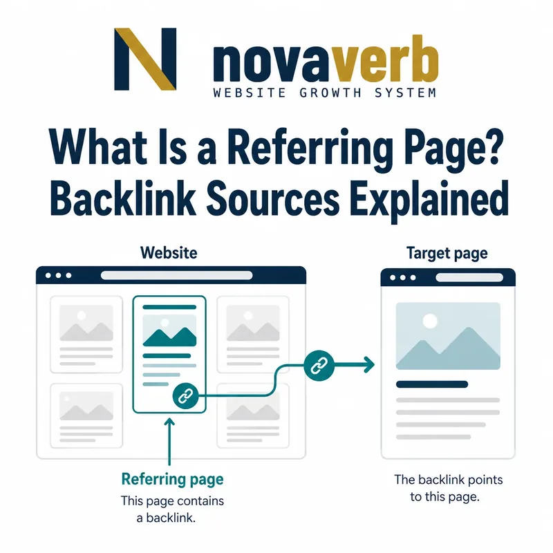 Referring page diagram showing one source URL linking to a destination page on another website