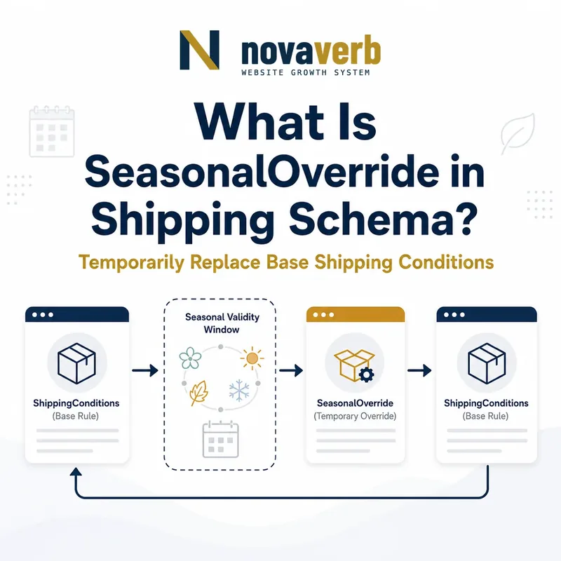 Diagram showing SeasonalOverride temporarily replacing base ShippingConditions within a validity window