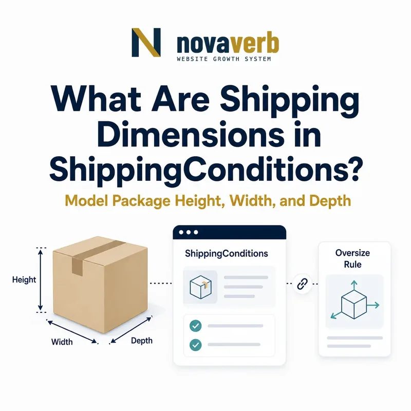 Diagram showing package height, width and depth connected to ShippingConditions and oversize rules
