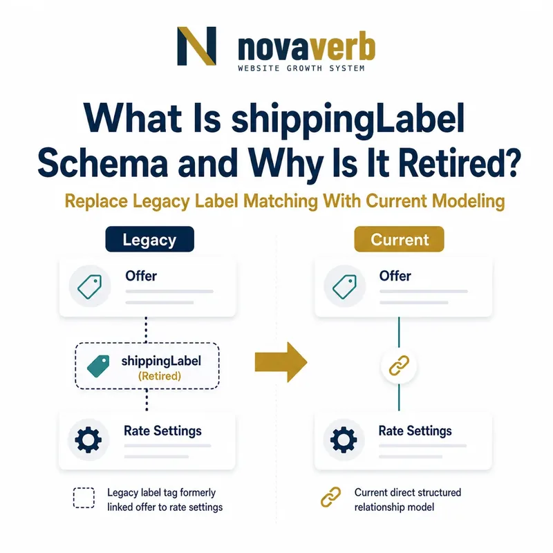 Diagram showing the retired shippingLabel relationship replaced by current direct structured shipping data