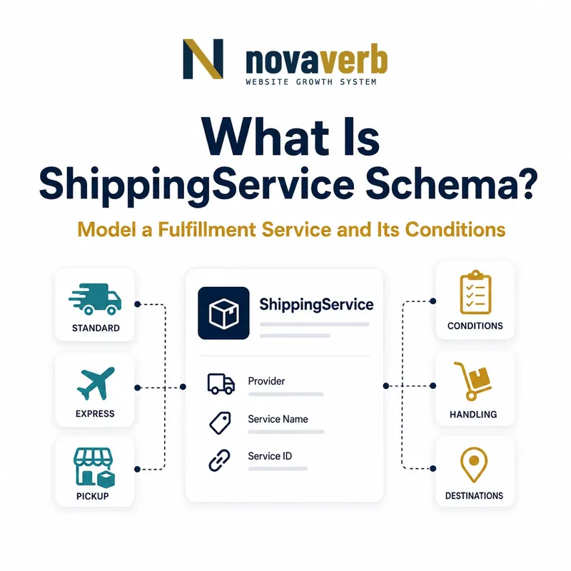 Diagram showing ShippingService Schema connecting a fulfillment service to modes, conditions, handling and destinations