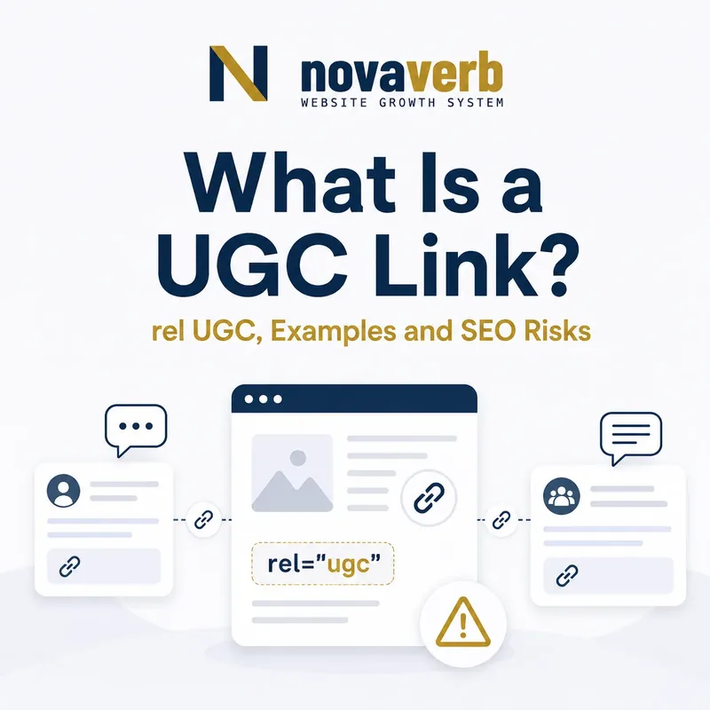 UGC link example showing a community comment link marked with the rel ugc attribute and passing through moderation