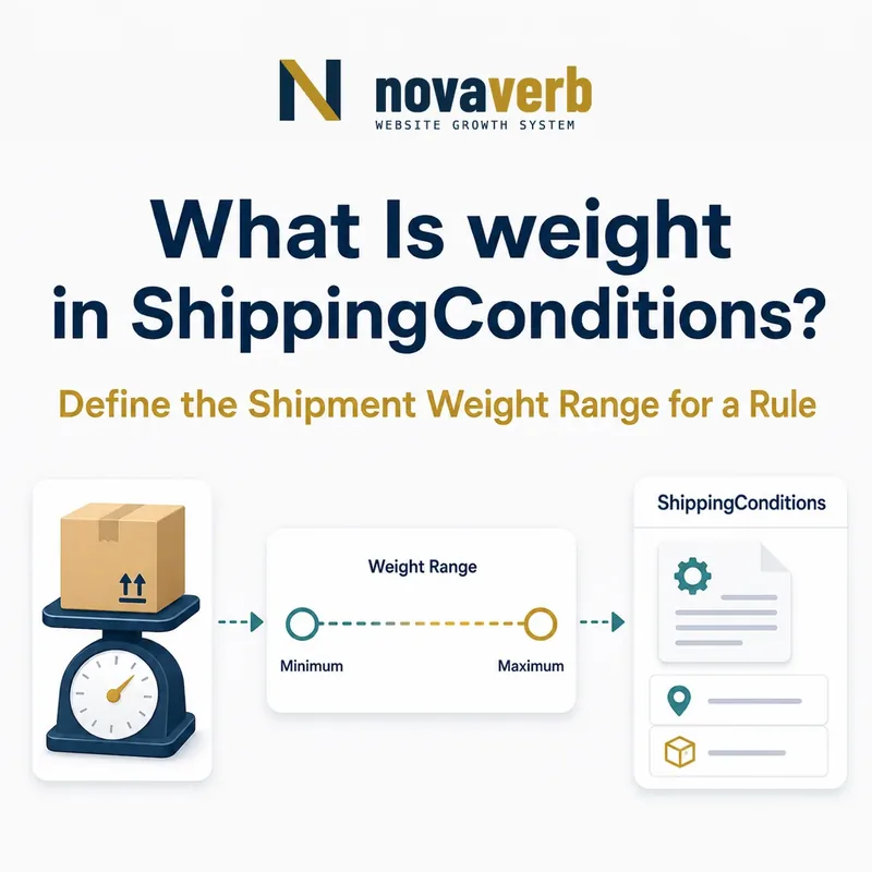 Diagram showing a shipment weight range connected to a ShippingConditions rule