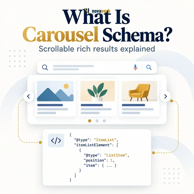 What Is Carousel Schema? scrollable rich result and ItemList diagram