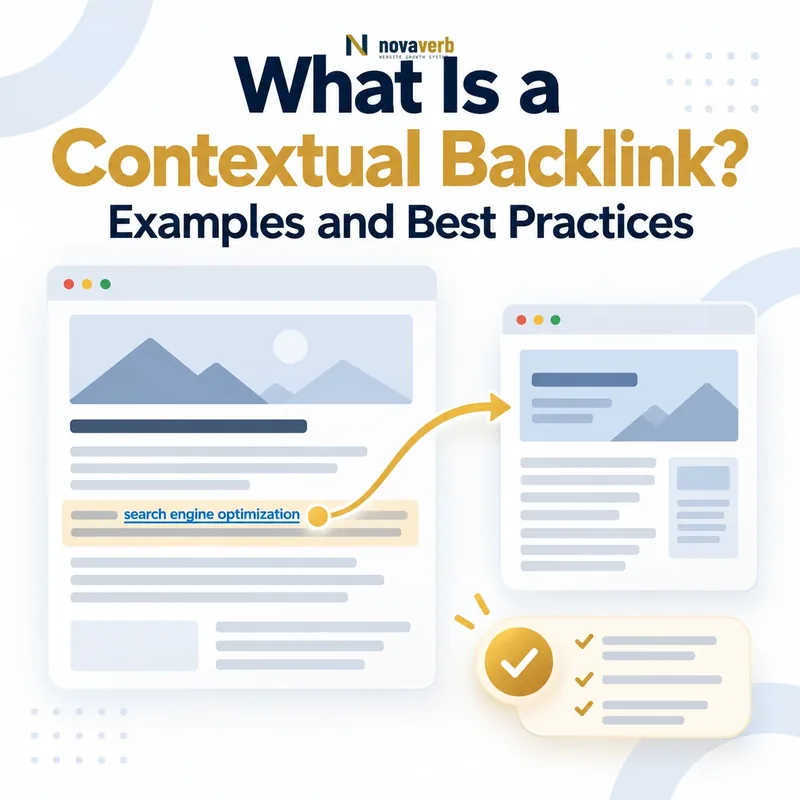 What Is a Contextual Backlink? Diagram showing a highlighted in-content link connecting a relevant article to a destination page