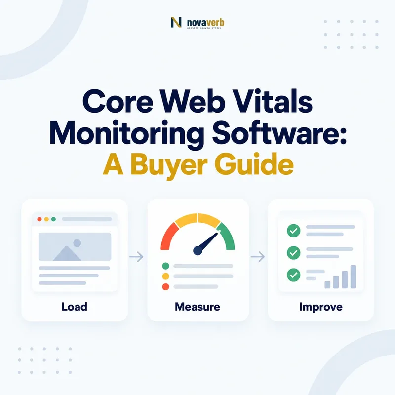 Core Web Vitals monitoring workflow connecting page load, measurement, and improvement