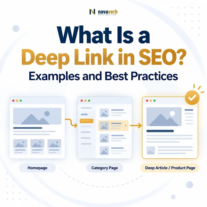What Is a Deep Link in SEO? Diagram showing navigation from a homepage to a deep article or product page