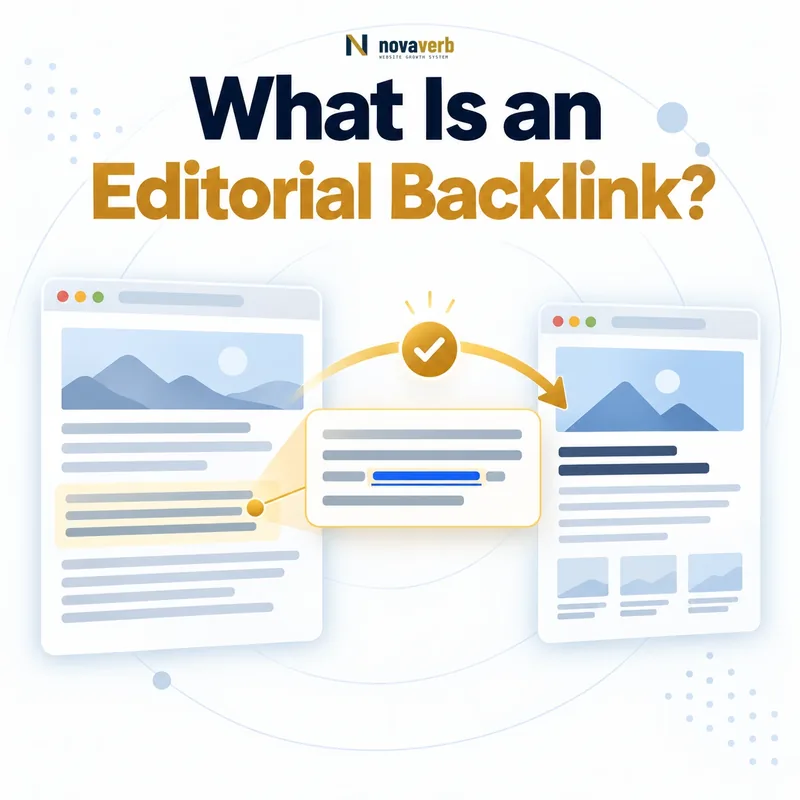 What Is an Editorial Backlink? Diagram showing a contextual link inside an editorial article leading to a trusted page