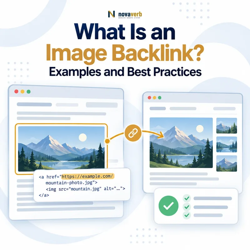 What Is an Image Backlink? Diagram showing an image linked from a publisher page to its original source