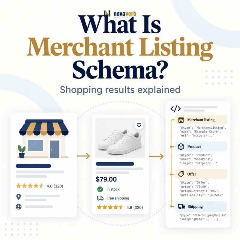 What Is Merchant Listing Schema? storefront, product offer, and shopping result diagram