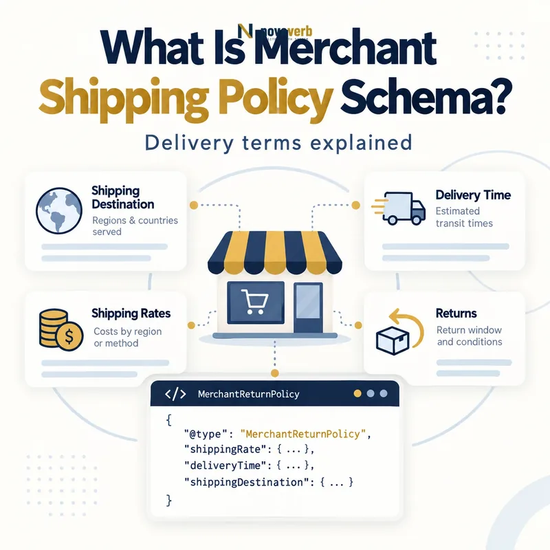 What Is Merchant Shipping Policy Schema? delivery regions, rates, and times diagram