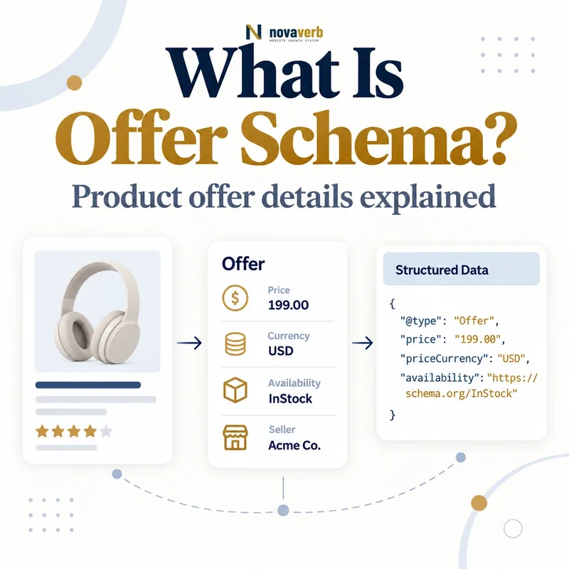 What Is Offer Schema? product offer details and structured data diagram