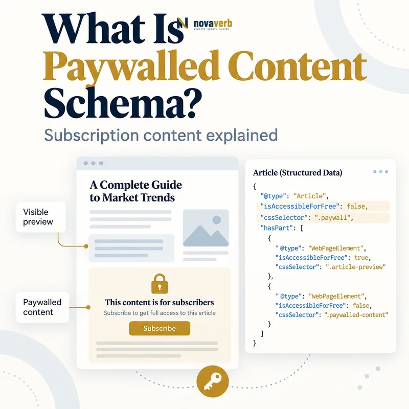 What Is Paywalled Content Schema? subscription article and structured data diagram