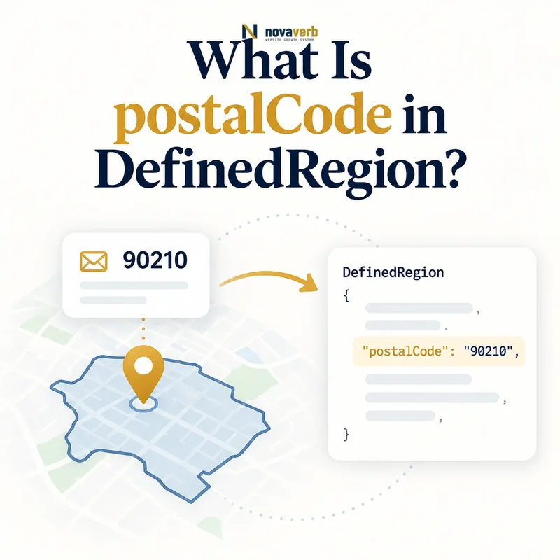 postalCode card and map pin in a DefinedRegion schema flow
