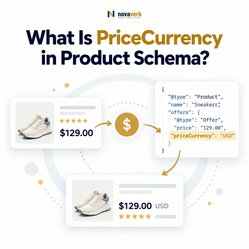 PriceCurrency badge on a product price card in Product Schema