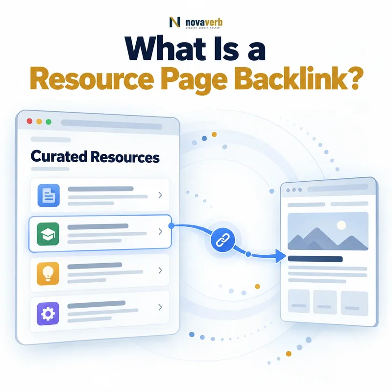 What Is a Resource Page Backlink? Diagram of a curated resources page linking to a destination website
