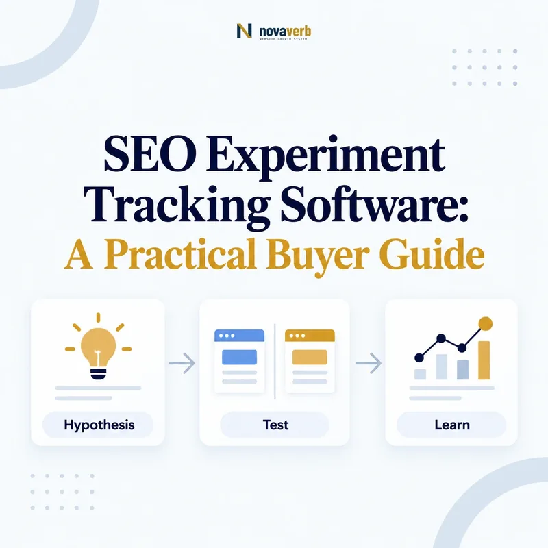 SEO experiment tracking workflow connecting a hypothesis, test, and learning
