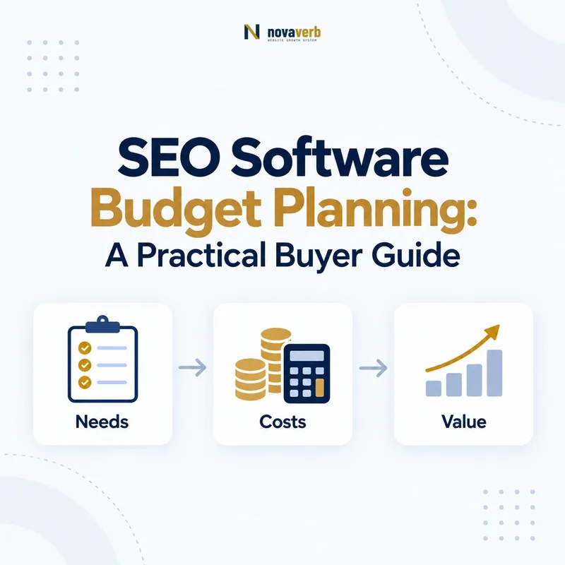 SEO software budget planning workflow connecting needs, costs, and value
