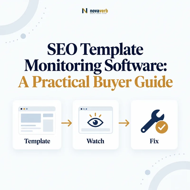 SEO template monitoring workflow connecting page templates, monitoring, and fixes