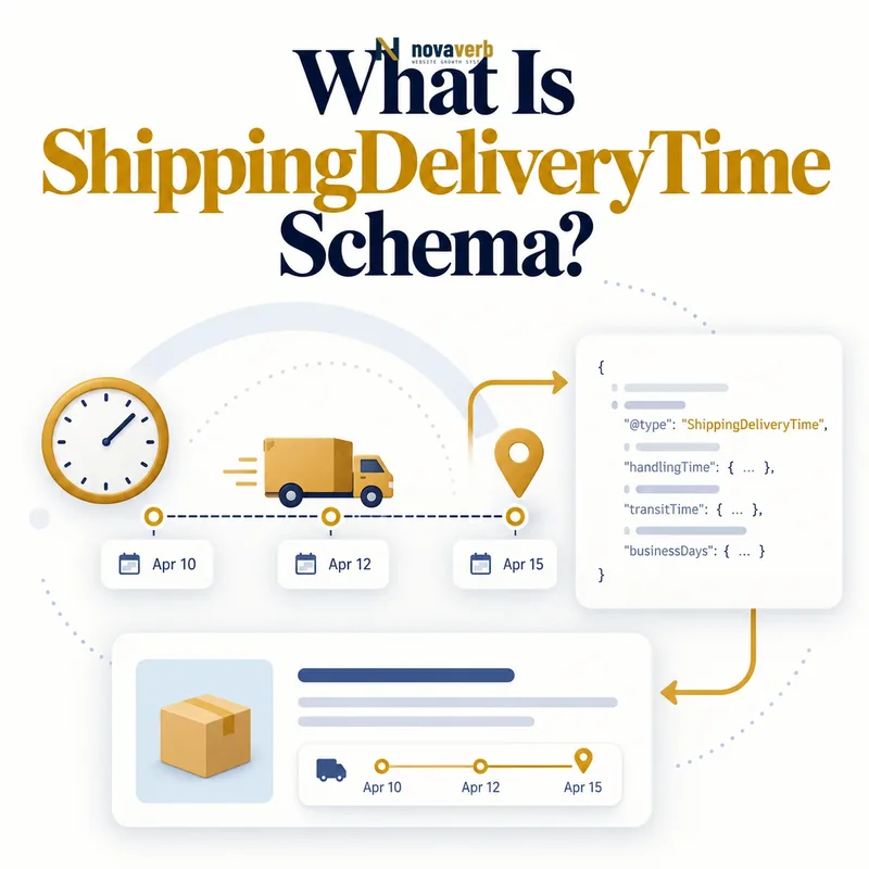 ShippingDeliveryTime delivery timeline with clock and package route