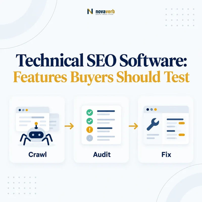 Technical SEO workflow connecting crawling, auditing, and fixes