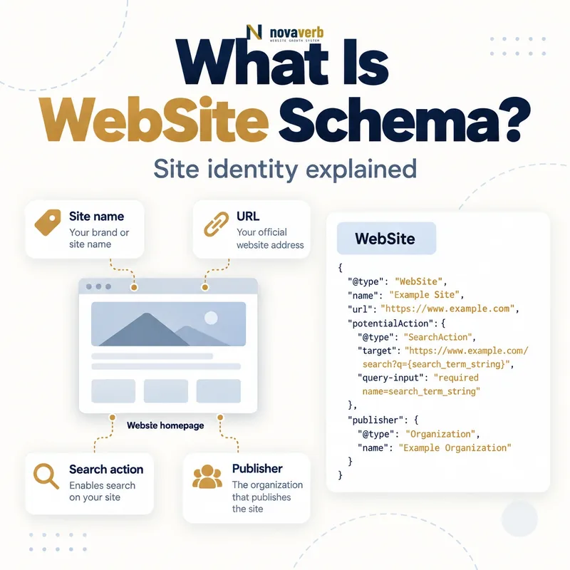 What Is WebSite Schema? website identity, search action, and structured data diagram
