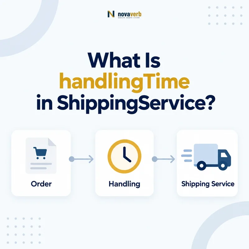 handlingTime shipping schema flow connecting an order, handling time, and shipping service