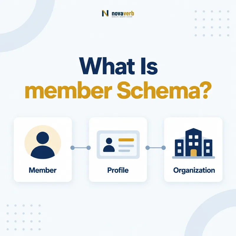 member schema flow connecting a member, profile, and organization