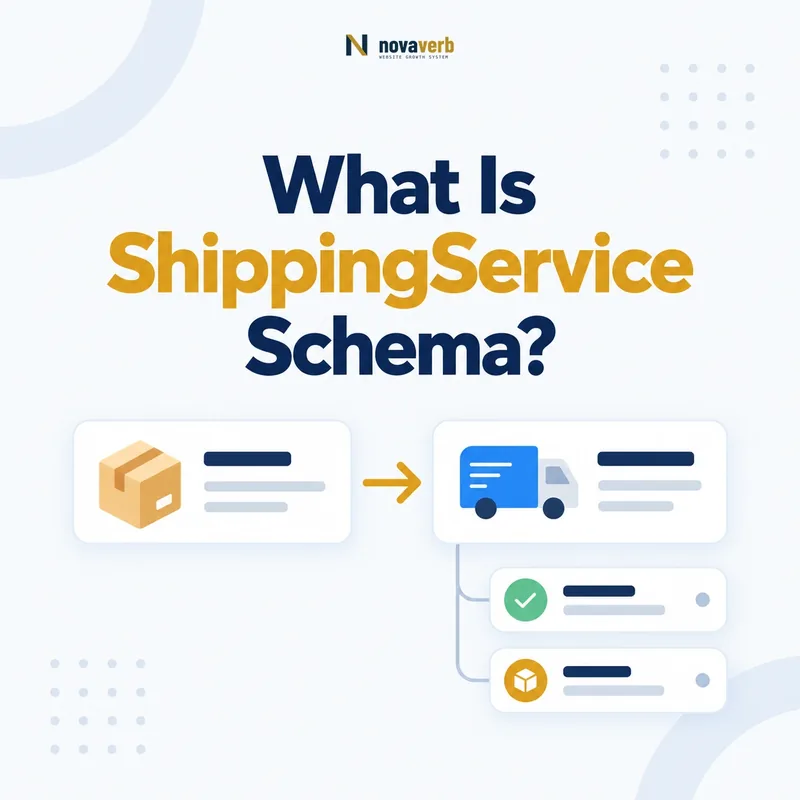 ShippingService schema shown as a package card connected to a delivery service truck and status rows