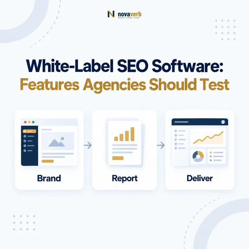 White-label SEO workflow connecting agency branding, reports, and client delivery